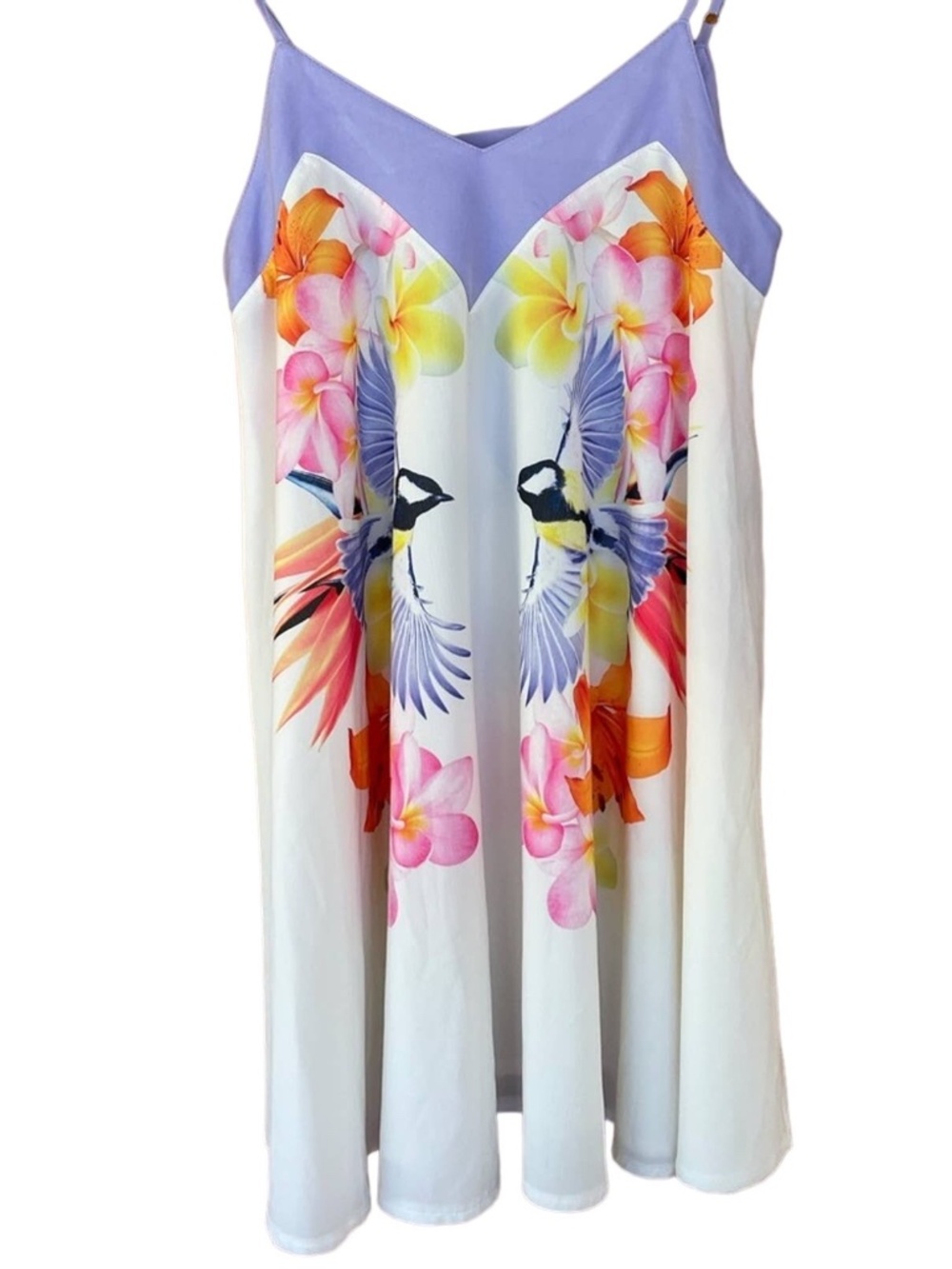 Indikah Floral Bird Print Swing Dress | S